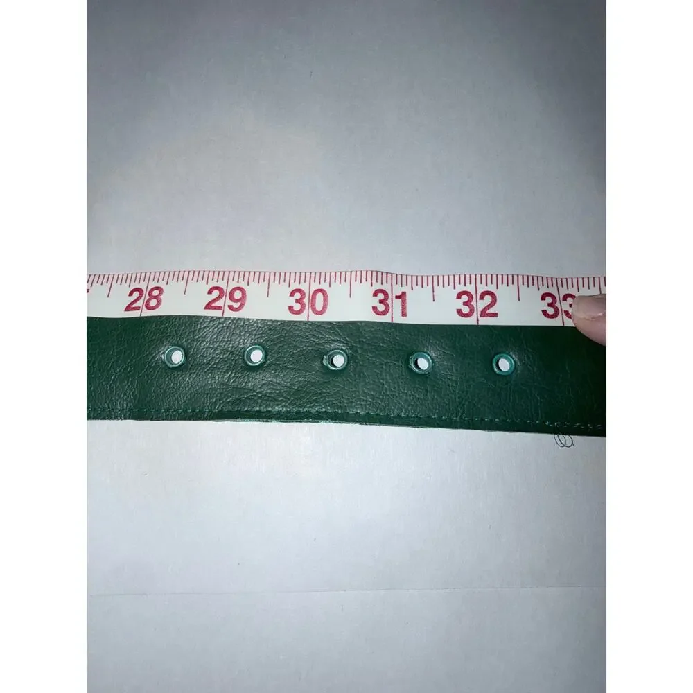 Vintage teal green satin embossed jacquard wide belt women’s 28-32 inches